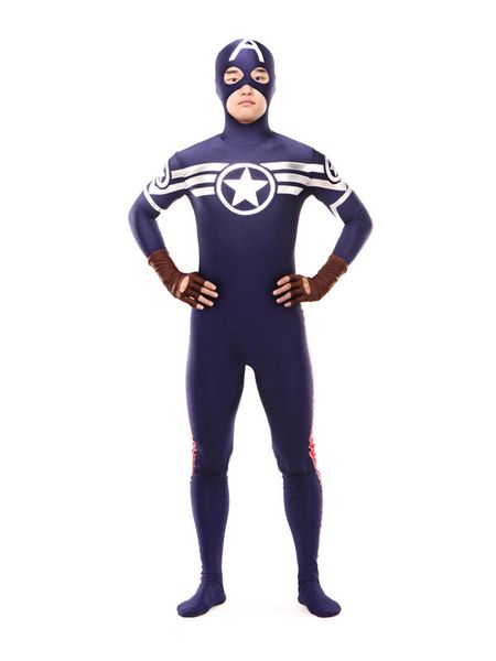

dark blue & red avengers clothing captain america superhero costume cosplay halloween party cosplay zentai suit, Black;red