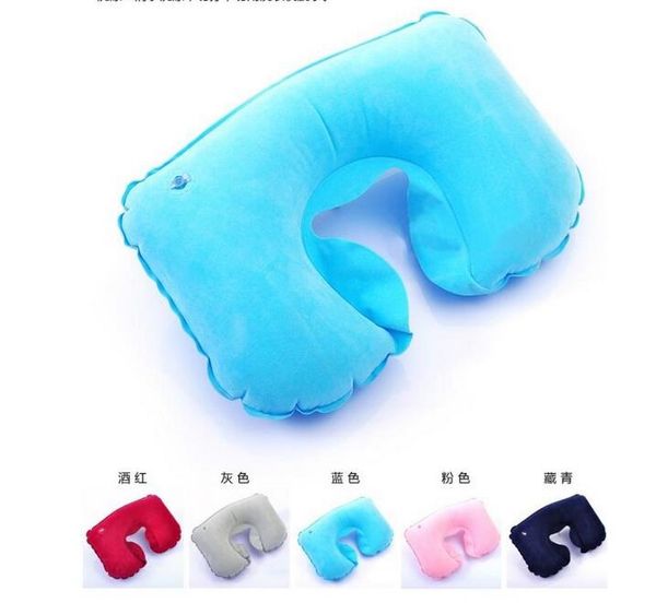 U-Shaped Almofada de viagem inflável Neck Pillow Portátil Viagem Folding Air Pillow reuniram macio travesseiro travesseiros de ar de acampamento caminhadas