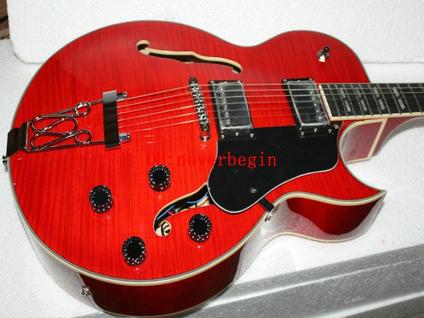 Personalizado laranja vermelho Clássico Guitarra Jazz Melhor OEM Musical instuments (Mais cor pode ser personalizado) Frete Grátis