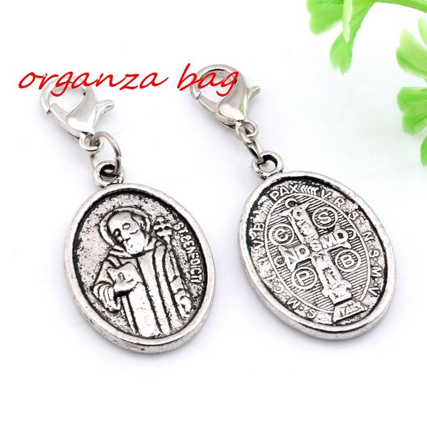 

Hot Sales ! 100pcs Antique Silver Alloy st benedict Charms Lobster clasp Pendants 16X 40MM DIY Jewelry