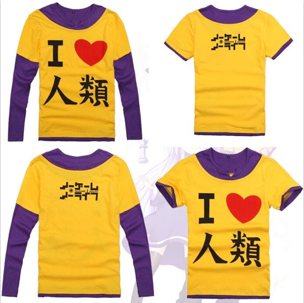 

wholesale-2 styles no game no life sora cosplay long sleeve casual t-shirt men women cotton shirts false two pieces tee shirt, Black