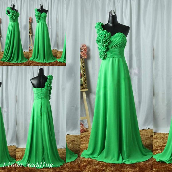 Verde longo esmeralda vestido de baile bonito a line chiffon flores mulheres especial ocasião vestido de noite vestido de festa