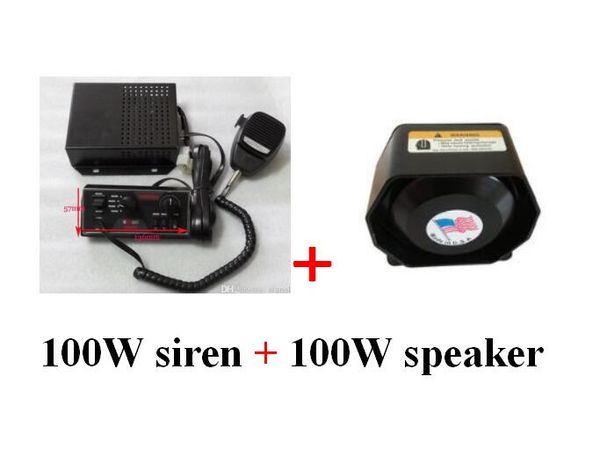 Amerika tasarım kontrol paneli ile 100 W araba uyarı siren alarm amplifikatörleri + 1 ünite 100 W hoparlör / boynuz