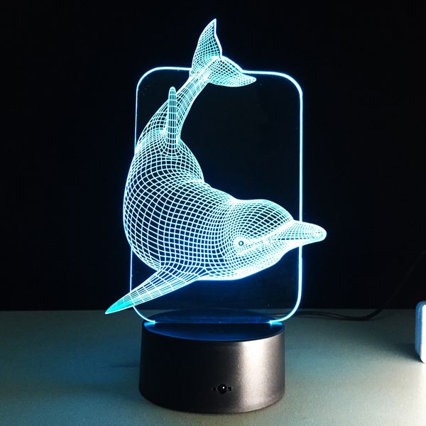 

Дельфин 3D Illusion светодиодные лампы 3D Night Light RGB Красочный свет DC 5V USB Powered пятые батар