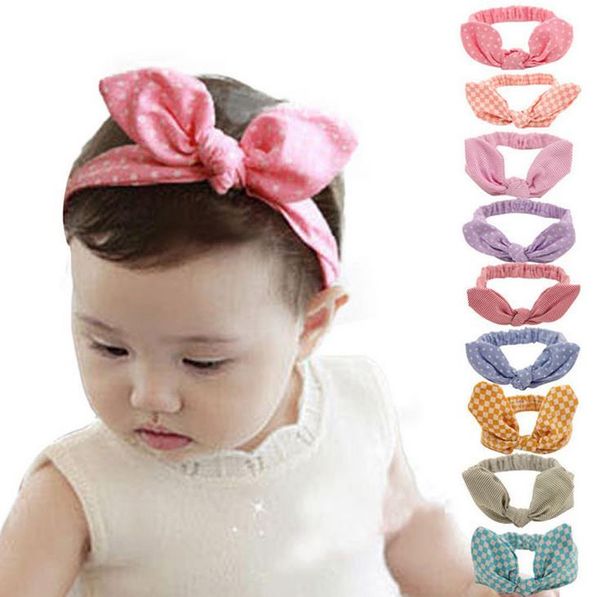 

europe infant headband bunny ears knot hair bow head band girl baby children headwrap hairbands kids cotton linen headwear hair accessory, Slivery;white