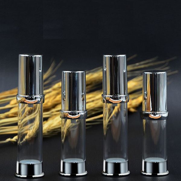 

Clear Plastic Emulsion Makeup Vacuum Bottle 10ml 15ml Refillable Empty Pump Lotion Bottle Cosmetic Containers 50pcs/lot FZ152