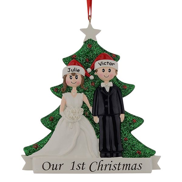 resin couple our first christmas engagement ornaments personalized gifts with glitter pine tree free name drop - Christmas Decorations Names resin couple our first christmas engagement ornaments personalized gifts with glitter pine tree free name drop - Christmas Decorations Names