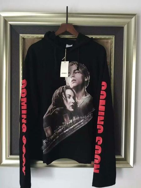 

Best version autumn winter vetements titanic oversize multicolor print graphic cotton black sweatshirt pullover hoodie top