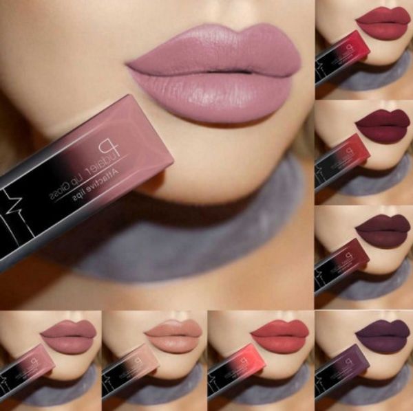 

women waterproof makeup lips glosss lip gloss long lasting pigment metallic nude matte liquid lipstick bea466