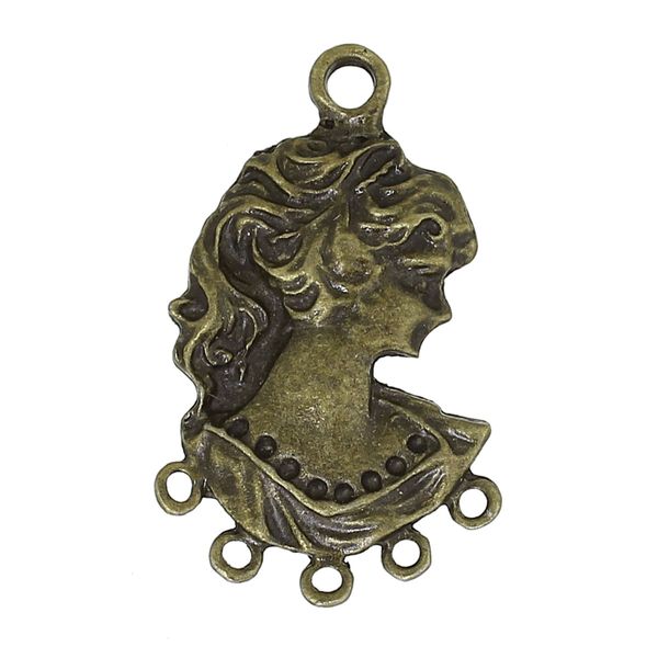 

шарм подвески connecter красота женщина глава античная бронза 4.2 см (1 5/8") х 2.5 см (1"), 10 шт. выводы новые ювелирные изделия diy, Bronze;silver