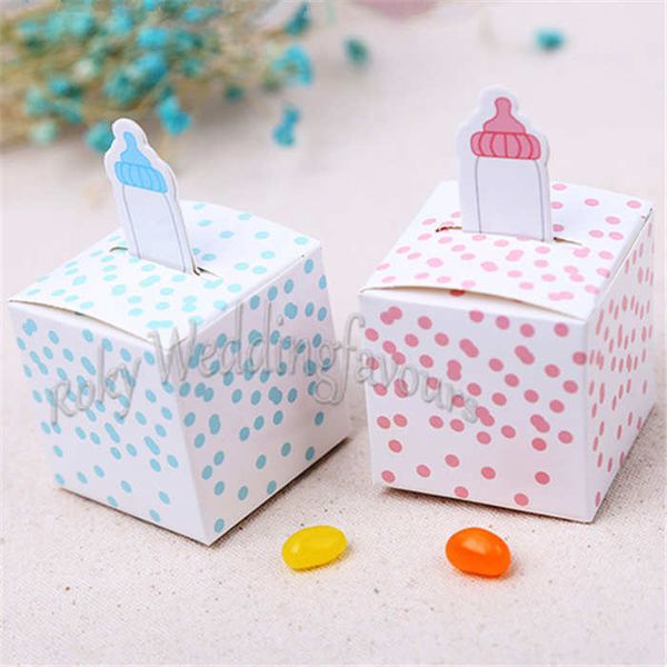 Kostenloser Versand! 50 Stück 6,3 cm große rosa/blaue Babyflaschen-Geschenkboxen für Babypartys, Partyzubehör, Geburtstagsparty, Süßigkeitenbox, Dekoration, Rahmenideen