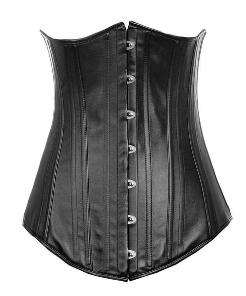 

women slim waist trainers selling leather underbust waist training corset bustier waist cincher for 20 boning 0843, Black;white