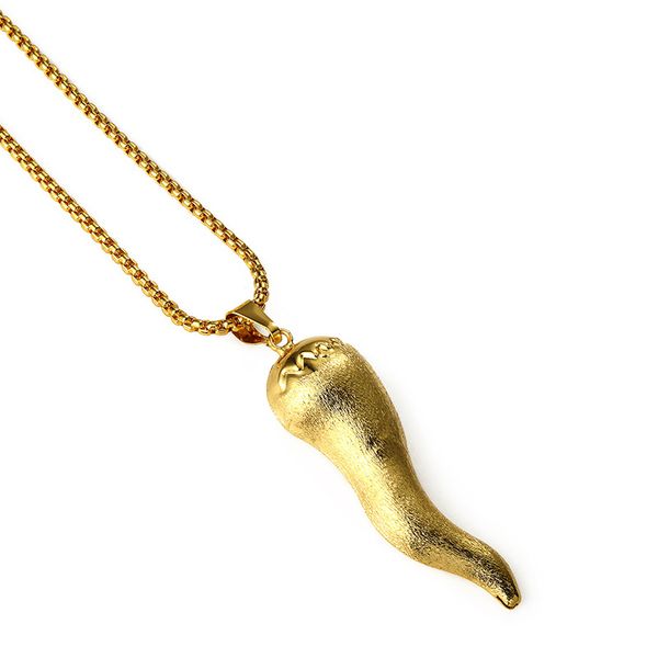 

latest design men gold plating vacuum pepper shaped pendant necklace filling pieces men 18k gold chain men hip hop necklaces, Silver