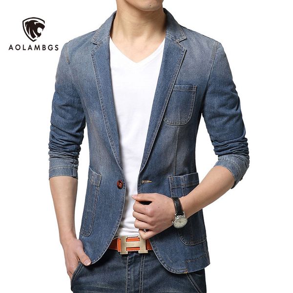 

wholesale- denim blazer men slim fit jean suit jacket 2016 new spring korean fashion causal mens blazer jackets trend brand demin suits, White;black