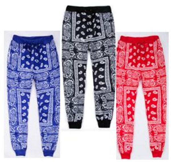 Großhandel-Hip Hop Jogging Jogginghose Herren Casual Harem Hosen Unisex Streetwear Baumwolle Jogger Rot Blau Bandana