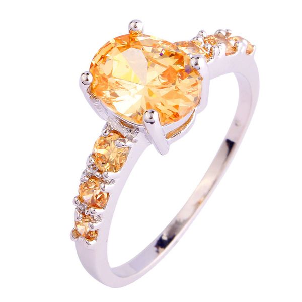 

jewelry handmade champagne morganite 18k white gold plated silver fashion ring size 6 7 8 9 10 11 12 13 wholesale, Golden;silver