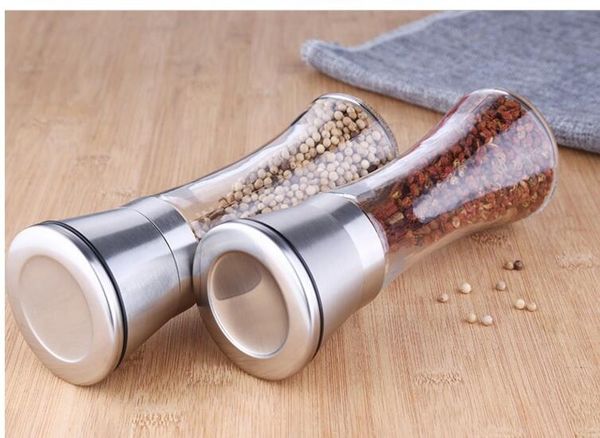 

stainless steel pepper grinder, glass pepper, pepper grinder, hand glass mill