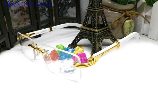 

new fashion sport fashion mirror men women polit sunglasses uv400 vintage sport rimless wood sun glasses with box and cases, White;black