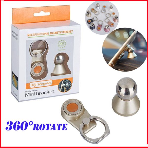 

Univer al magnetic metal ball 360Â°rotate cell phone ring holder car mount for iphone 7 cell phone and mini tablet creative promotion gift