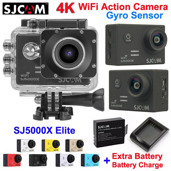 

оригинальный sjcam sj5000x elite wifi спортивная камера действия 4k 24fps 2k 30fps гироскоп датчик водонепроницаемый видеокамеры + зарядное