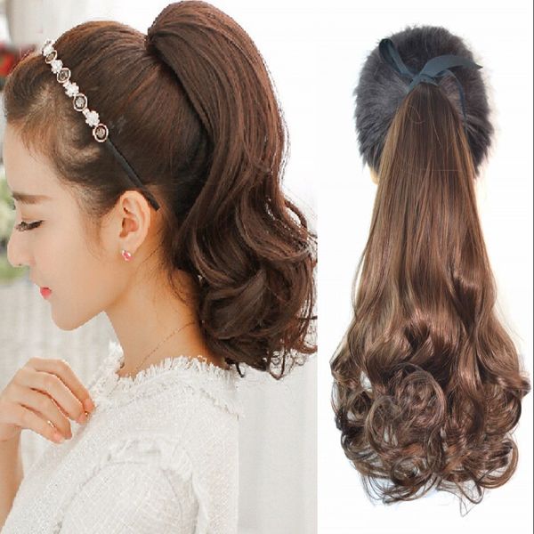 

sara kinky curly drawstring ponytail 45cm,18inch clip in ponytails hair extensions synthetic hairpieces pony tail brown black horsetail