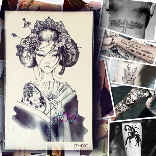 Acheter Gros Populaire Body Art Paiting Sexy Femmes Bras Jambe Dos Tatouage Maquillage Ayf H07 Japon Geisha Fille étanche Temporaire Tatouage
