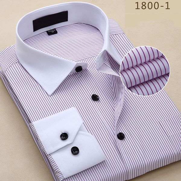 Wholesale-Men Shirt 2016 Striped Shirt Men  Business Casual Long Sleeve Turn-down Collar Striped Men Dress Shirt Men Clothes IF2011