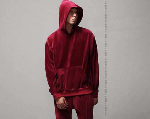 

New Fashion Men Women Hip Hop Velour Velvet Pullover Tracksuit Kanye Hoodie Streetstyle Casual Sweatshirt For Man Women