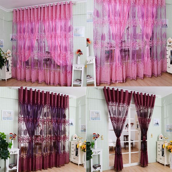 Luxurious Upscale Jacquard Yarn Curtains Tulle Voile Door Pink
