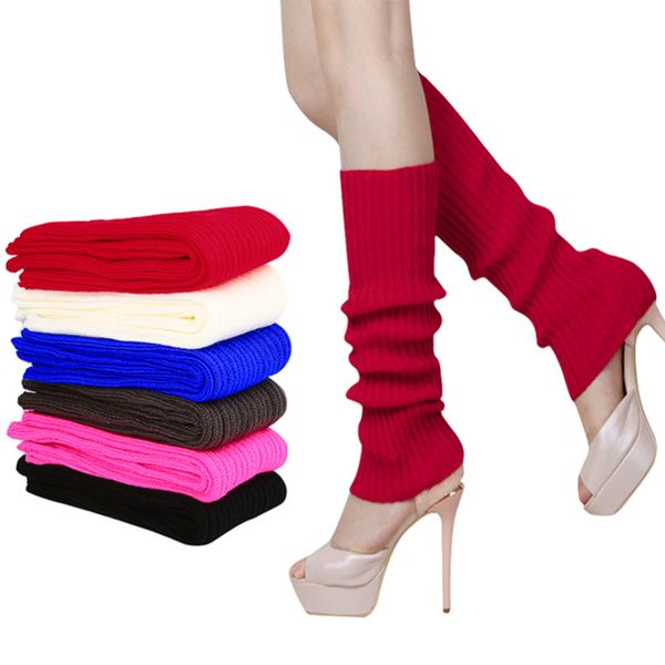 

wholesale-new women ladies winter warm high knee slouchy knitted leg warmers crochet knit boot socks ers cuffs candy color z1, Black;white