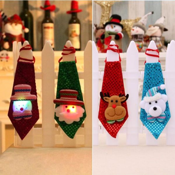 2019 SıCAK LED Noel dekorasyon çocuk boyun kravat 4 renk 20 * 8 cm pullu kravat X-mas kravat çocuk Kravat için Noel hediyesi