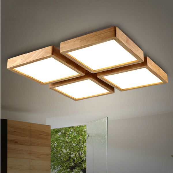 2019 New Creative Wood Modern Led Ceiling Lights Square Ceiling