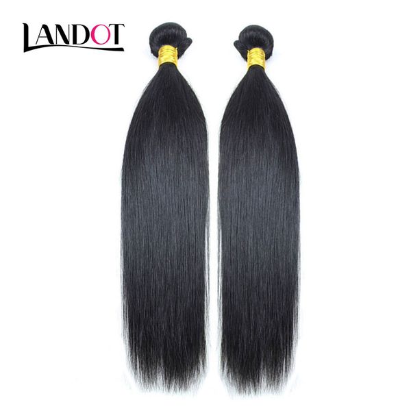 2 Pacotes Peruano Malaio Indiano Virgem Brasileiro Tecer Cabelo Humano Reta De Seda Barato Não Transformados 8A Extensões de Cabelo Remy Natural Preto