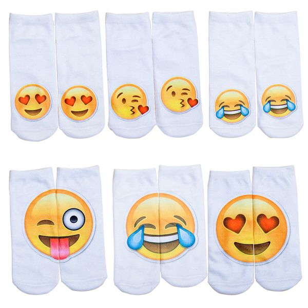 

cartoon children socks cotton emoji emoticon ankle socks 3d printed sock slippers emoji pattern kids socks in stock, Pink;yellow
