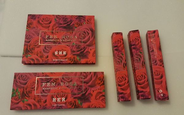 

new colourpop cosmetics karrueche fem rosa collection kit 12 color eye shadow 3 color highlighter 3 color matte lipstick makeup set by dhl