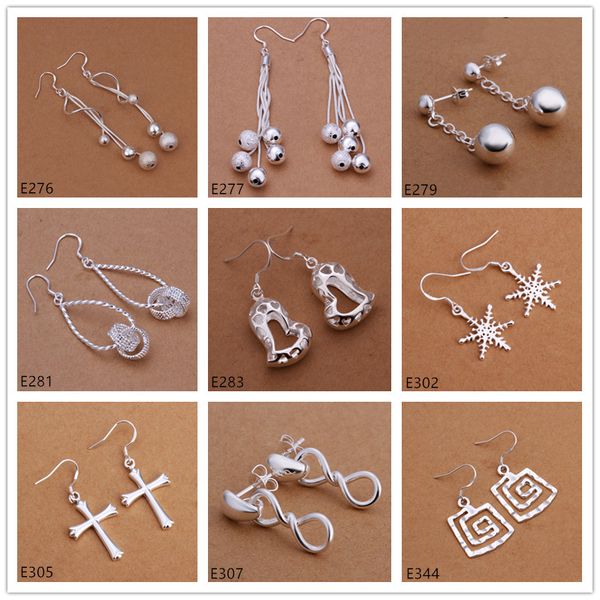 

fashion sterling silver dangle chandelier earrings mix order 9 pairs diffrent style women's 925 gemstone silver earring gte30