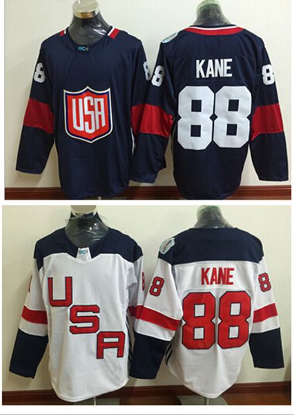 

команда сша #88 патрик кейн 2016 кубок мира по хоккею олимпийские игры белые трикотажные изделия мужские хоккей джерси хоккей форма смешать, Black;red