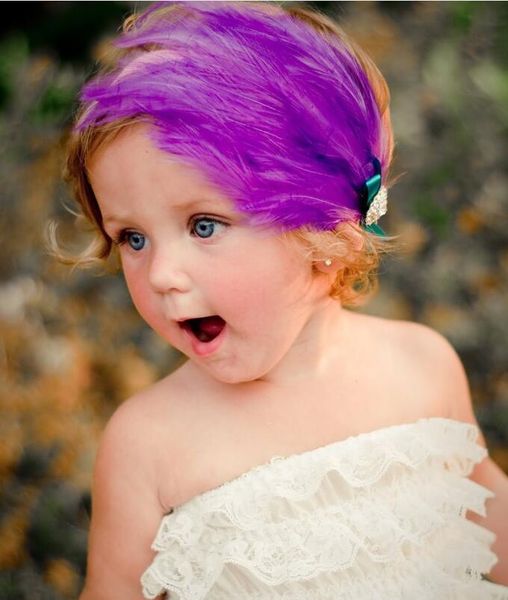 

2016 headband headbands for girls baby headbands baby bonnet children girls feather hairband 6 colors hair accessories xm 011, Slivery;white