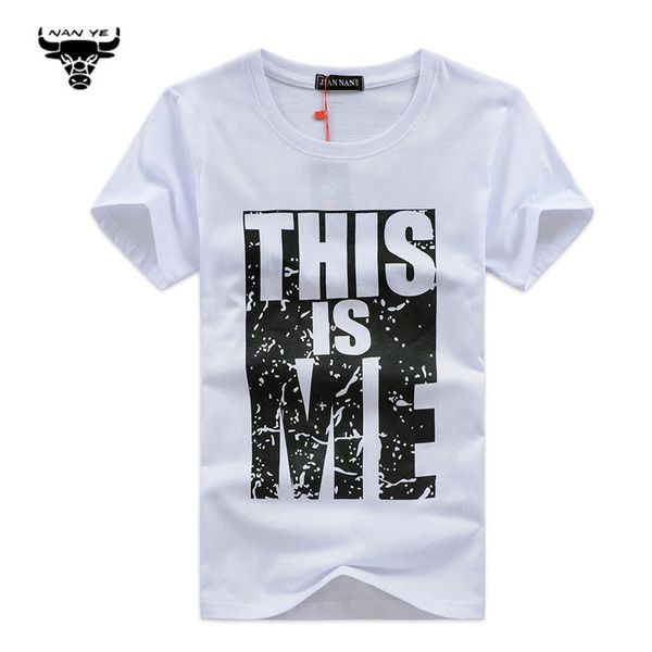 Großhandel-Sommer Herren T-shirts O-Collar Plus Size S-5XL Hip Hop T-Shirts Brief Druck Casual Sport Camisetas Baumwolle Marke Kleidung NYP009