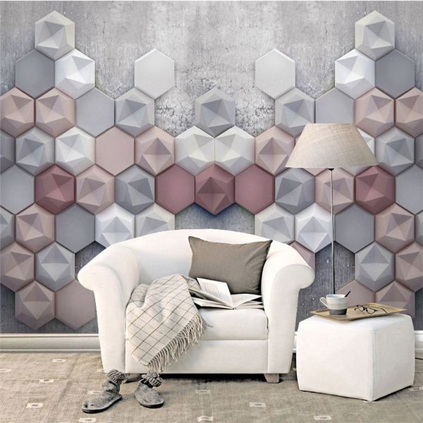 

living room 3d wallpaper geometry abstract murals modern sofa tv background wall decor wall papers p mural