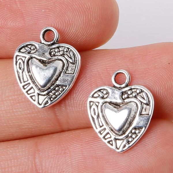 

new 10pcs 13x15mm zinc alloy antique silver loving heart diy charms pendants jewelry making diy, Bronze;silver