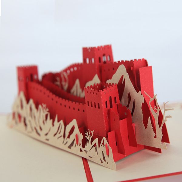 

the great wall handmade kraft greeting cards 3d pop up birthday business invitation world cultural heritage cards