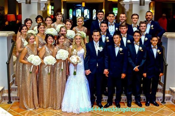 2019 Rose Gold Sparkling Bridesmaid Платья для подружки невесты Организационные честь Уникового платья для свадьбы Гость с линией V-образным вырезом.