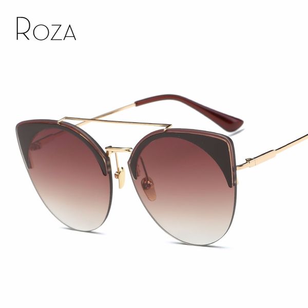 

wholesale- roza sunglasses women cat eye frame twin beam design steampunk sun glasses uv400 qc0492, White;black