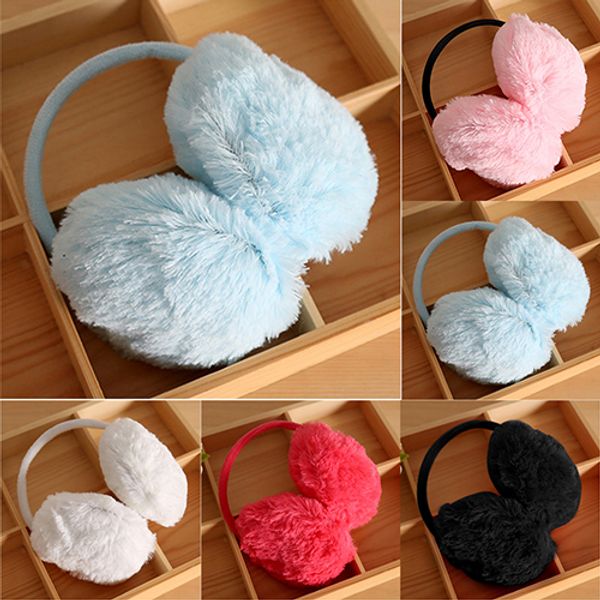 

wholesale-2016 women men winter round plush ear pad back wear warmers earmuffs solid headband 6pxf 7epe 7mt8, Blue;gray