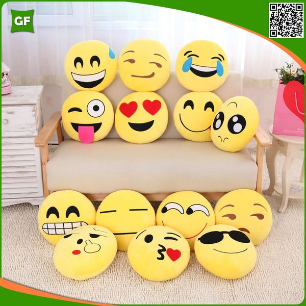 Cute Yellow Creative Emoji Cushion Round Soft Comfortable Short