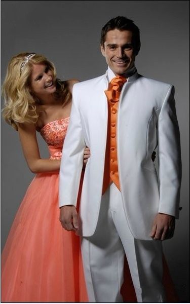 Personalizar Groomsmen Mandarim Lapela Do Noivo Smoking Homens Brancos Ternos de Casamento / Prom Melhor Homem Blazer (Jacket + Pants + colete + Gravata) A37