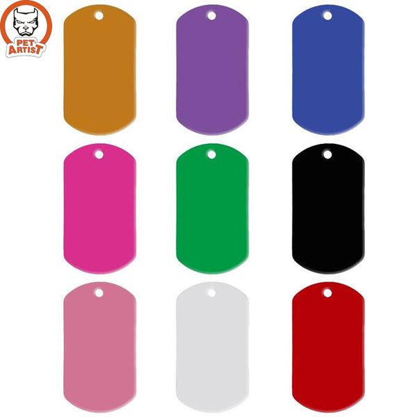 

wholesale-20 pcs/lot aluminum pet id tag rectangle shape engraved id cat dog charm double sided