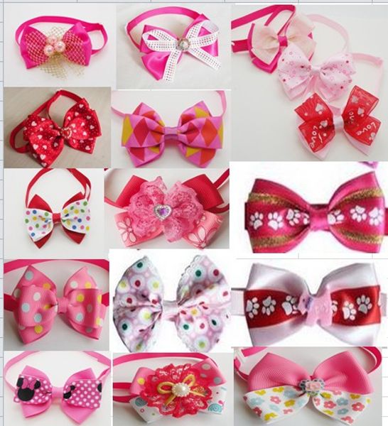 

50pcs/lot 2016 fashion girl pet dog puppy cat cute bow ties neckties bowknot dog grooming products mixed style bn102