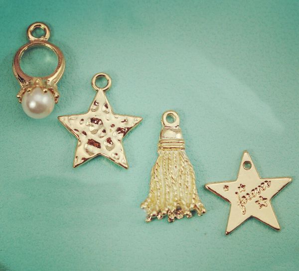 

100pcs/lot stars ring tassel alloy charms fashion jewelry diy fit bracelets necklace earrings 2016 june, Bronze;silver